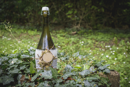 wedding bottle with place for text for your advertising.の写真素材