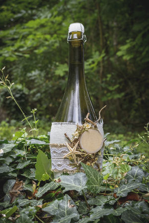 wedding bottle with place for text for your advertising.の写真素材
