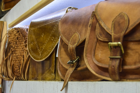 leather bags in a shop,pattern of  colorful bags