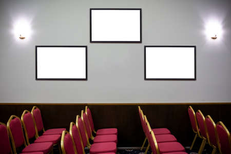 white frame on a wall, place for textの写真素材