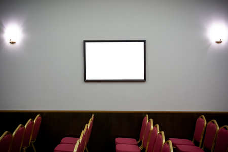 white frame on a wall, place for textの写真素材