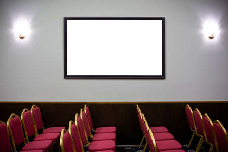 white frame on a wall, place for textの写真素材