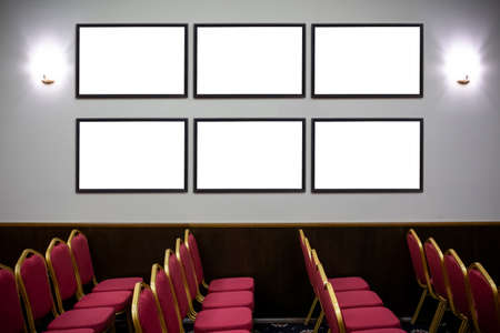 white frame on a wall, place for textの写真素材