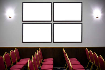 white frame on a wall, place for textの写真素材