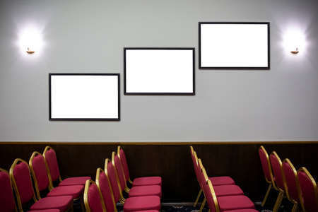 white frame on a wall, place for textの写真素材
