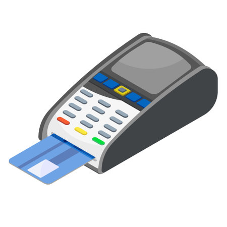 isometric POS Terminal payment machine. vector design of Bank credit card Processing payments device.のイラスト素材