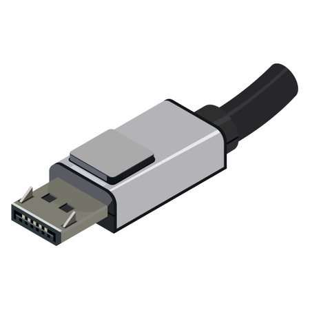 isometric DisplayPort. DisplayPort Connector, Digital display interface, Computer plug vector...