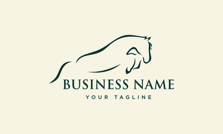 line art jumping horse logoのイラスト素材