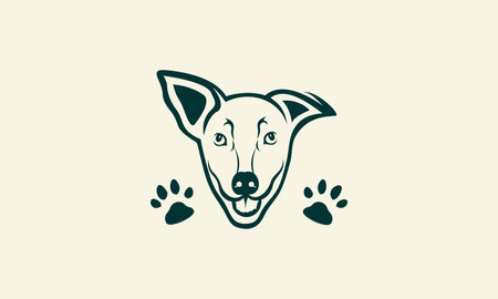 line art dog barking logoのイラスト素材