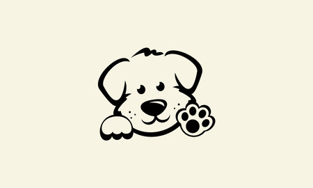 line art dog face logoのイラスト素材