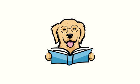 silhouette dog and book logoのイラスト素材