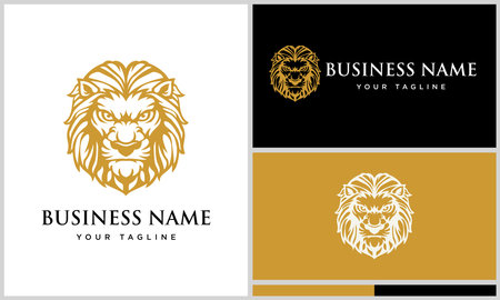 line art lion head logoのイラスト素材