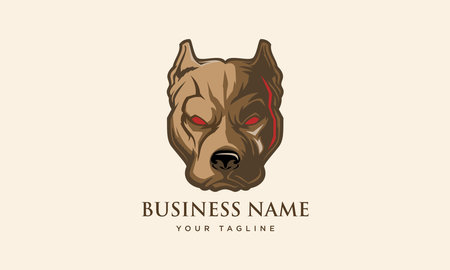 Pitbull dog head vector logo design template. Vector illustration.のイラスト素材