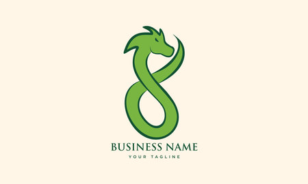 Vector illustration of a green dragon logo design template. Suitable for business branding.のイラスト素材