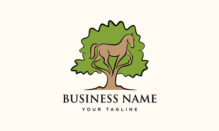 horse and tree logo design vector icon illustration graphic vector icon sign graphic designのイラスト素材