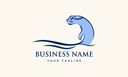Vector illustration of a seal on the waves. Design element for business card, banner, poster.のイラスト素材