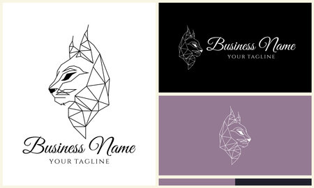 polygonal vector cat logo templateのイラスト素材