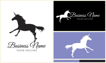 silhouette donkey unicorn logo templateのイラスト素材