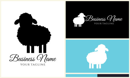 silhouette sheep goat logo templateのイラスト素材