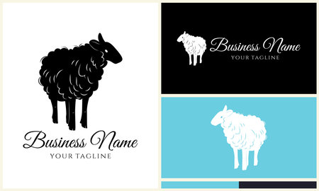 silhouette sheep goat logo templateのイラスト素材