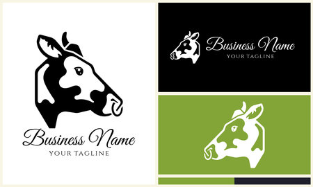 silhouette cow buffalo logo templateのイラスト素材