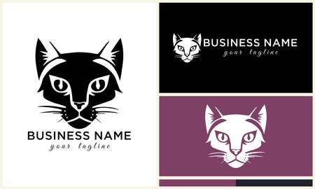 line cat head logo templateのイラスト素材