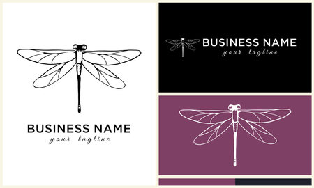 line art dragonfly logo template