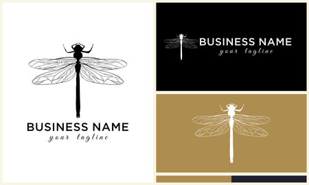 line art dragonfly logo templateのイラスト素材