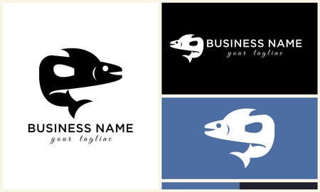 line art fish logo templateのイラスト素材