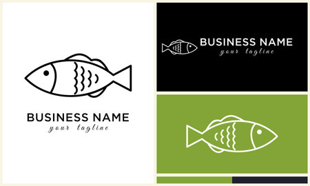 line art fish logo templateのイラスト素材