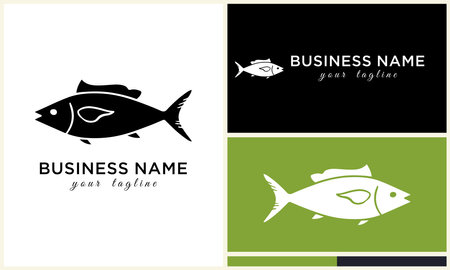 line art fish logo templateのイラスト素材