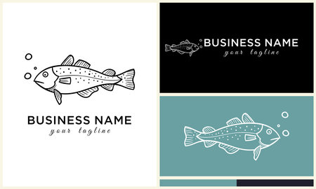 line art fish logo templateのイラスト素材