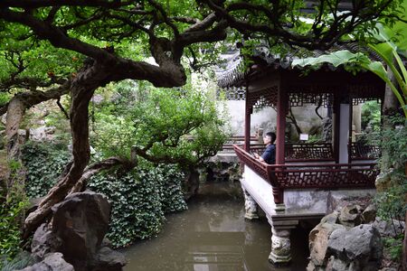 Shanghai / China - May 22, 2019: Peaceful Yu Garden in Shanghaiのeditorial素材