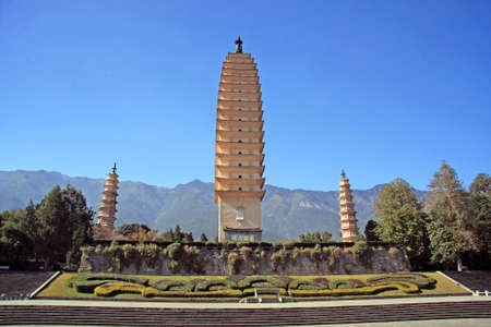 The Three Pagodas of Chongsheng Temple at Dali, Chinaのeditorial素材