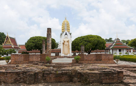 Buddha statue in an old temple in Thailandの写真素材
