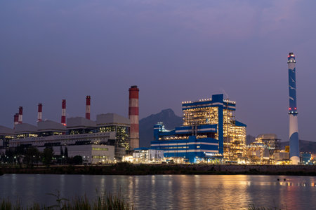 Lampang, Thailand - March 15, 2022 - Timelapse view of the Mae Moh power plant in Lampang, Thailand...