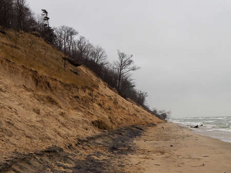 Beach erosion along Lake Michiganの写真素材