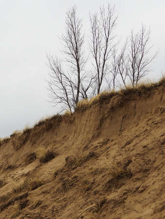 Beach erosion along Lake Michiganの写真素材