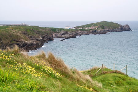 View of the rugged Cornish coastline in the county of Cornwall, UKの写真素材