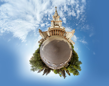 Little planet panorama of Lomonosov Moscow state universityの写真素材