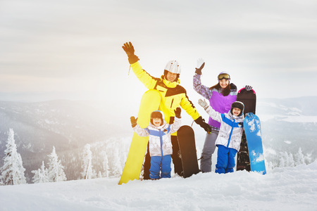 Happy family ski resort conceptの写真素材