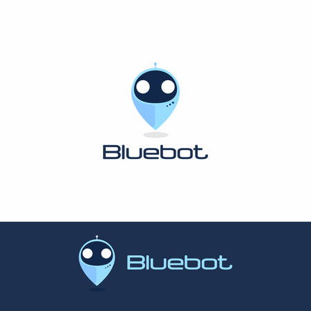 simple Blue Robot icon logoのイラスト素材