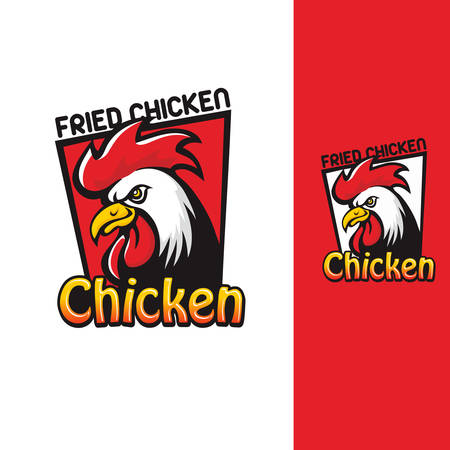 Chicken Rooster Head Mascot Logoのイラスト素材