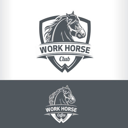 Work Horse head badge logoのイラスト素材