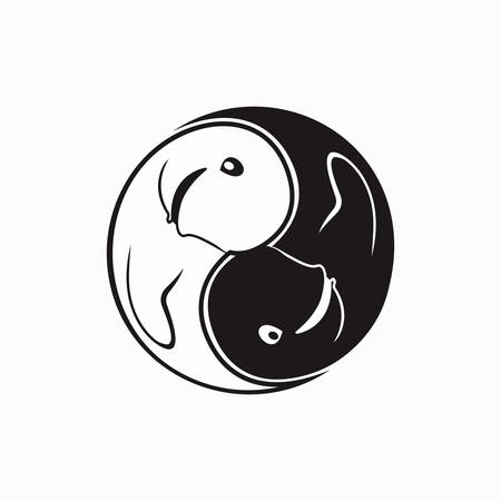 Yin yan fish Dolphin logoのイラスト素材