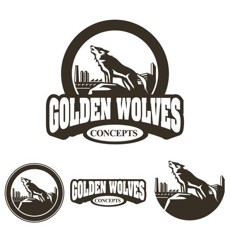 Wolf Silhouette logo wildのイラスト素材