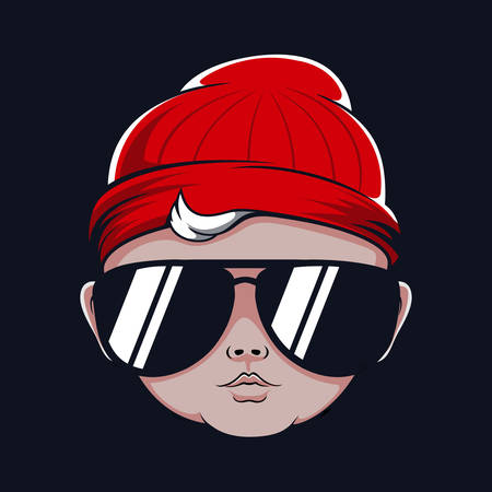 Baby Head Hat badass characterのイラスト素材