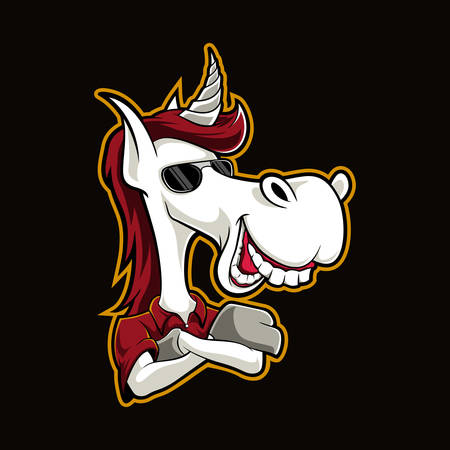cute Smile Horse Glasees Funnyのイラスト素材