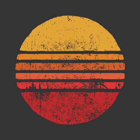 SUN Vintage Grunge Circle Illustrationsのイラスト素材