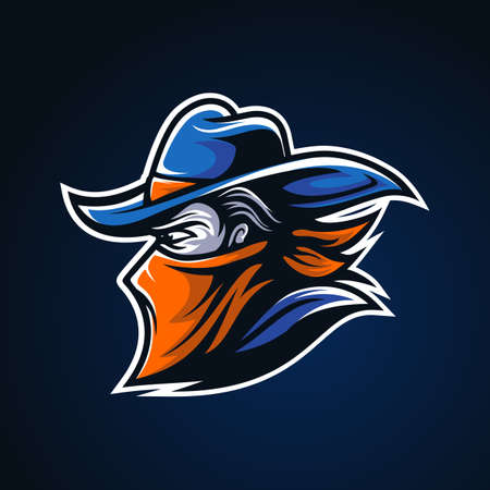 Cowboy Outlaw Head modern Sportのイラスト素材